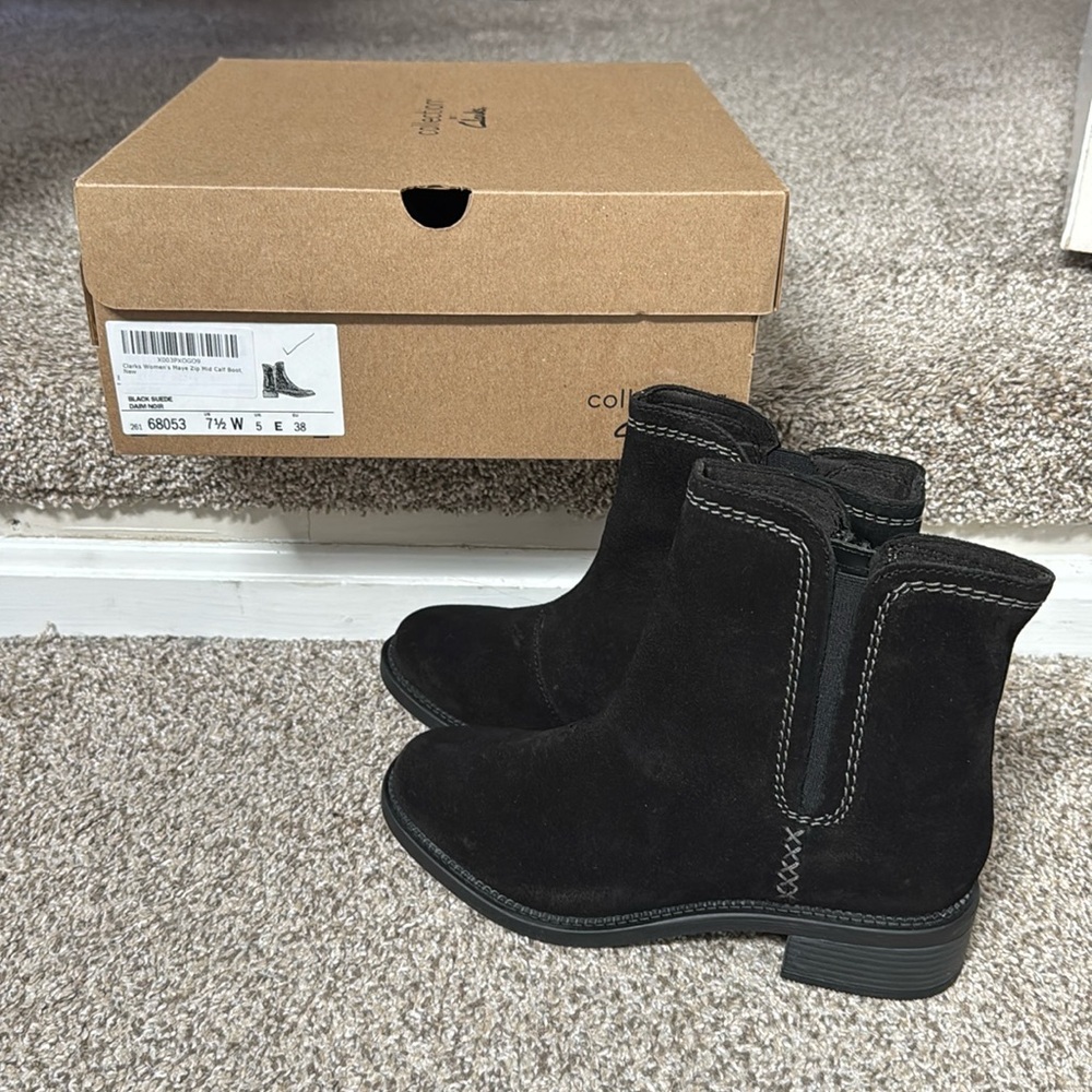 Clarks Maye Zip Mid Calf Boots NIB